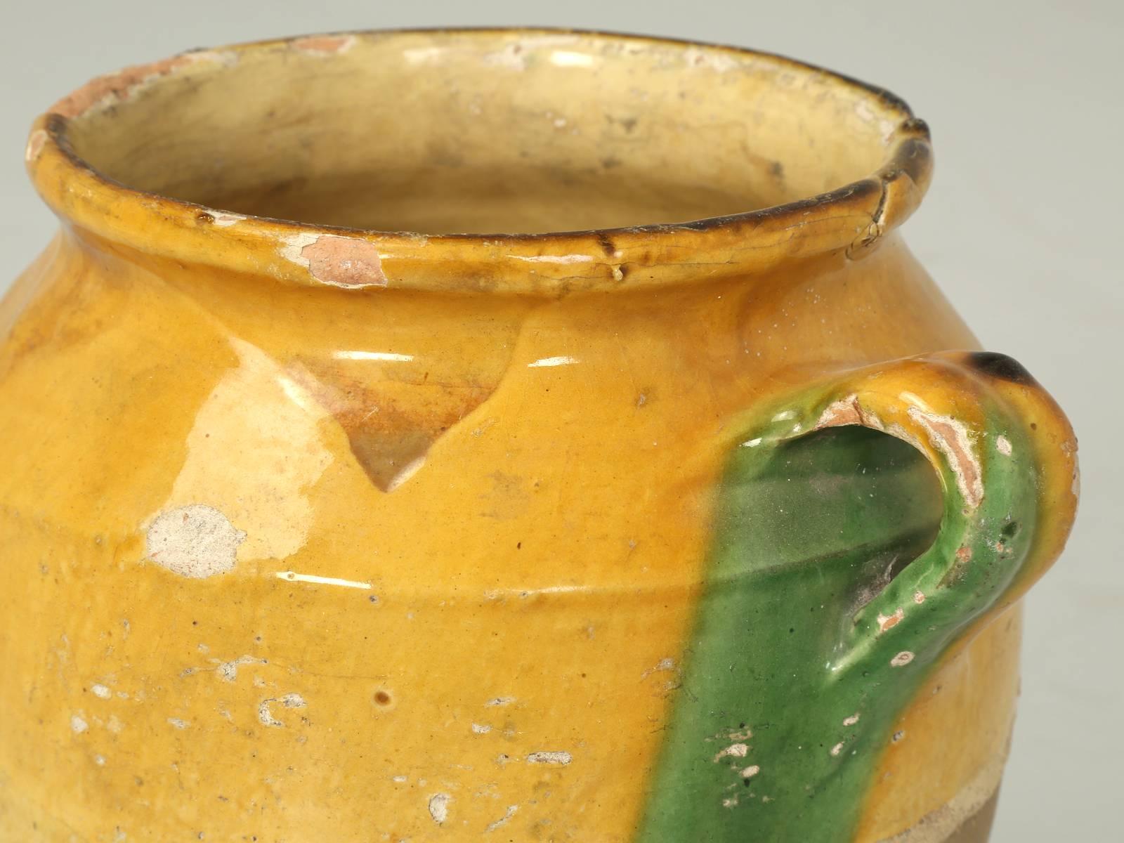 Pottery Antique French Confit Pot in a the Classic the Classic Mustard Color