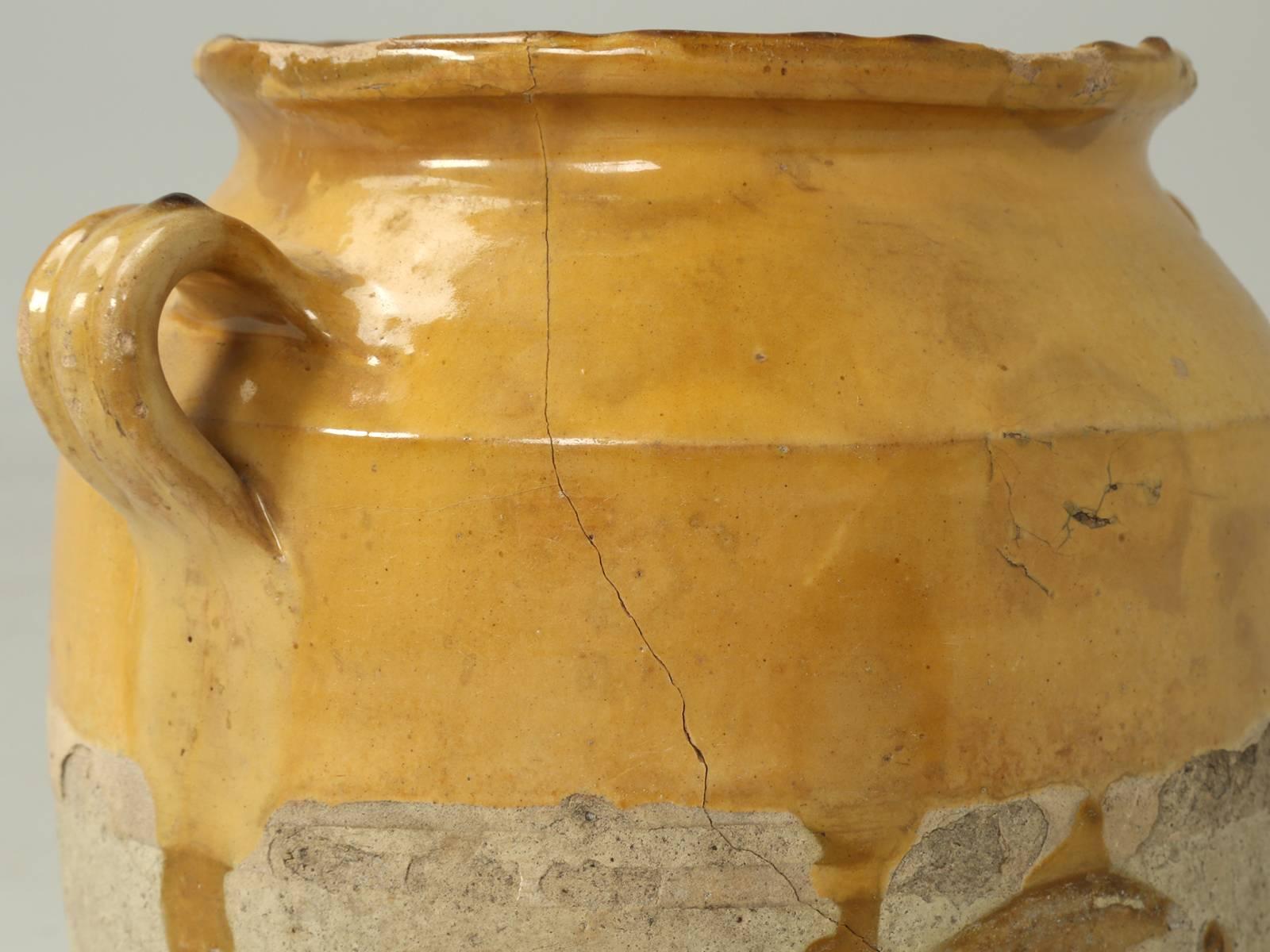 Ancien pot à confiture français de Provence avec craquelette à cheveux décorative uniquement État moyen - En vente à Chicago, IL