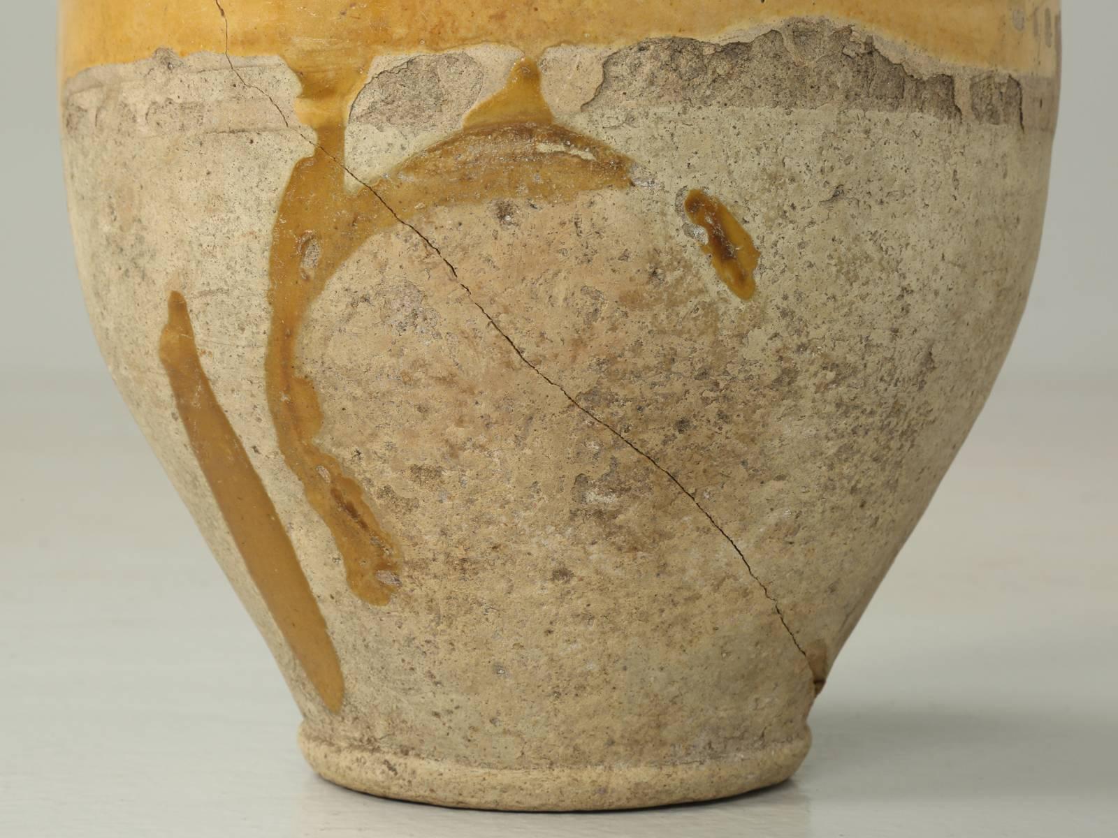 Poteries Ancien pot à confiture français de Provence avec craquelette à cheveux décorative uniquement en vente