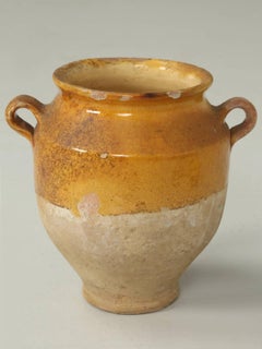 Antique French Confit Pot in Typical Provence with a Mustard Yellow Glaze
