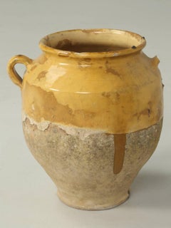 Antique French Pottery Confit Pot or Confit Jar Missing on Handle Great Colour