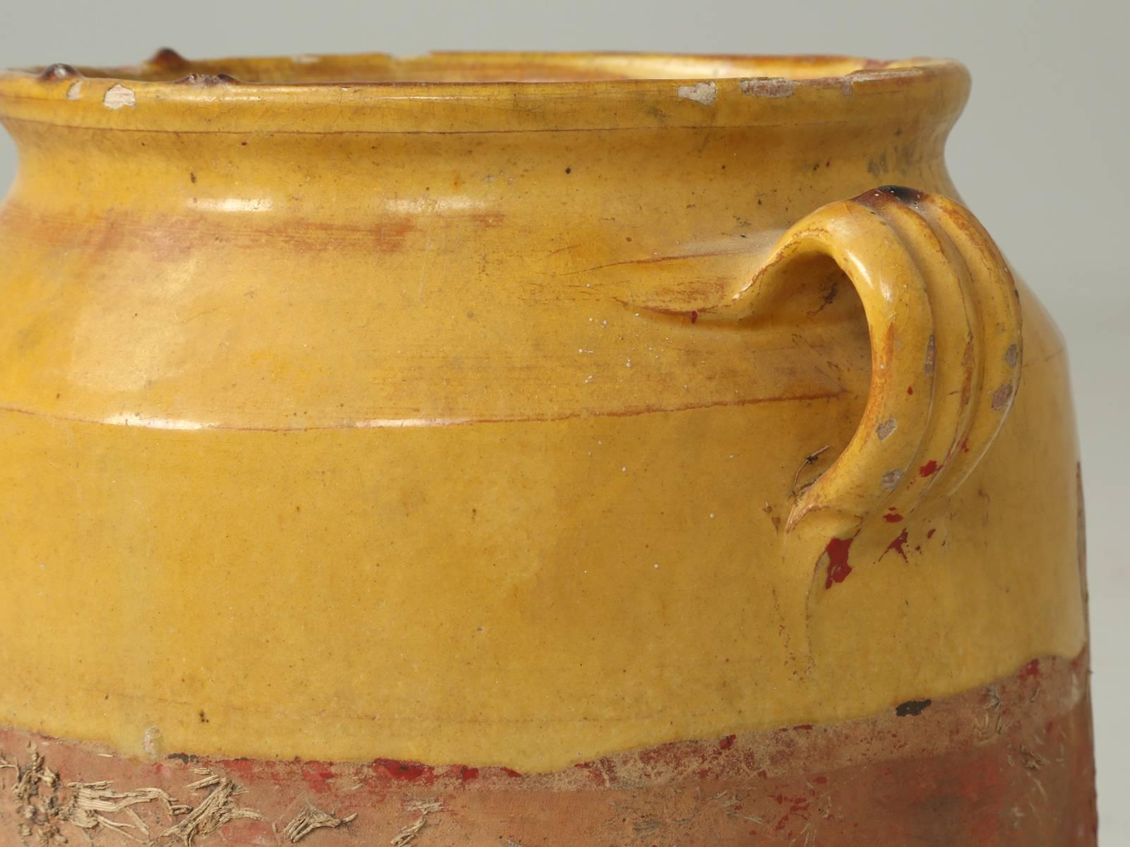 Pottery French 19th Century Provençal Confit Pot with Two Handles