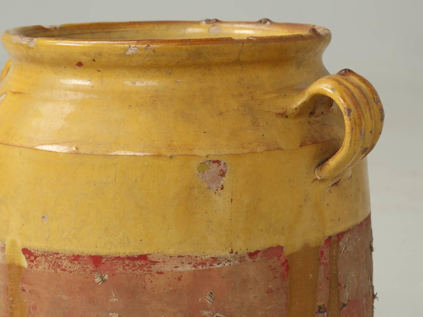 French 19th Century Provençal Confit Pot with Two Handles In Distressed Condition In Chicago, IL