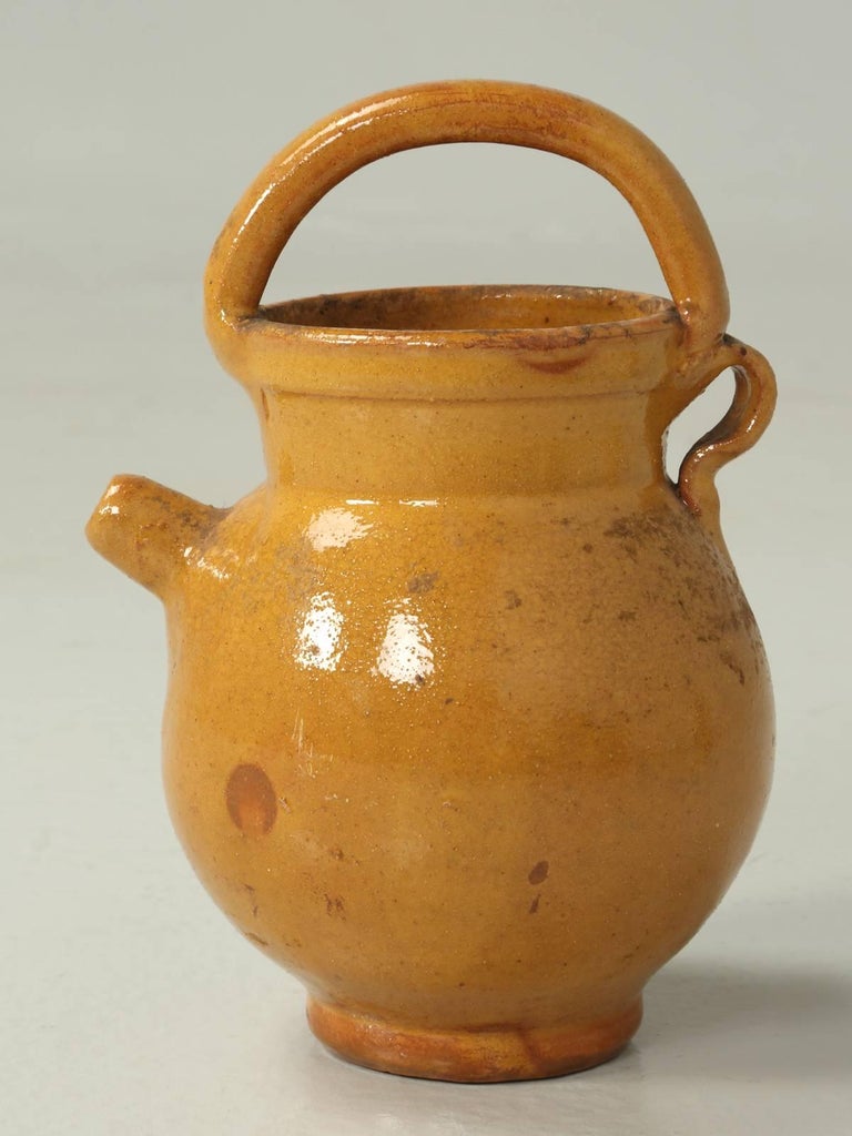 Petite Antique French Pottery Jug with Handle and Spout at 1stDibs