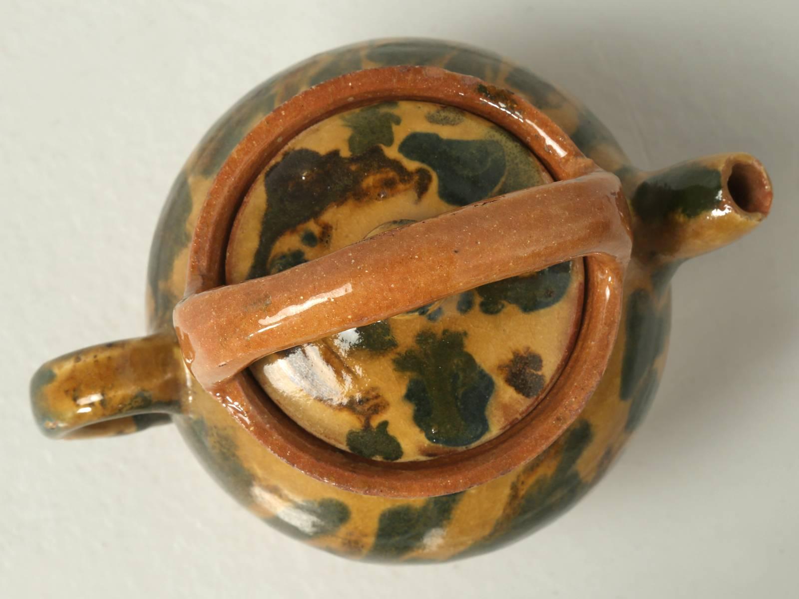 Country French Pottery Jug with Handle with Lid For Sale