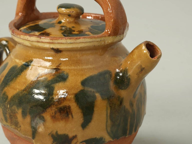 French Pottery Jug with Handle with Lid For Sale at 1stDibs