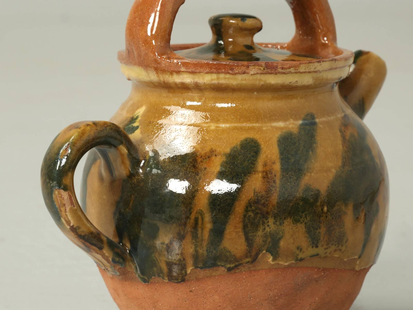 French Pottery Jug with Handle with Lid For Sale 2