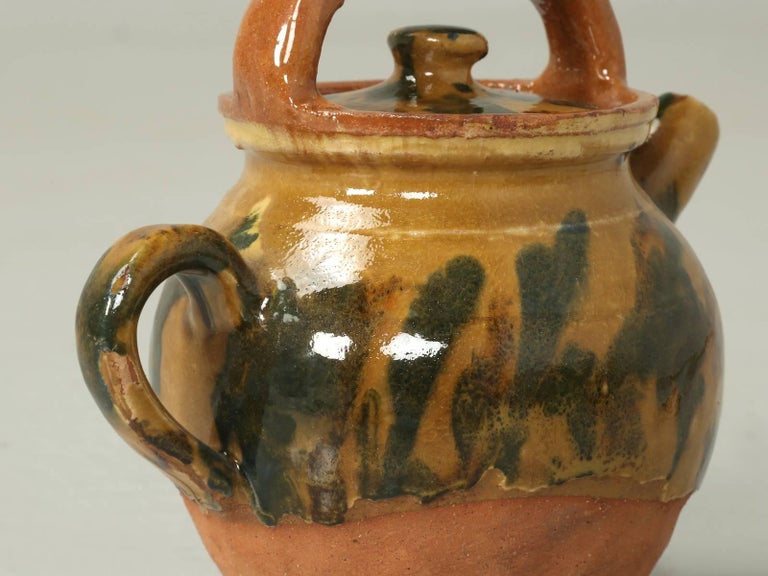 French Pottery Jug with Handle with Lid For Sale at 1stDibs