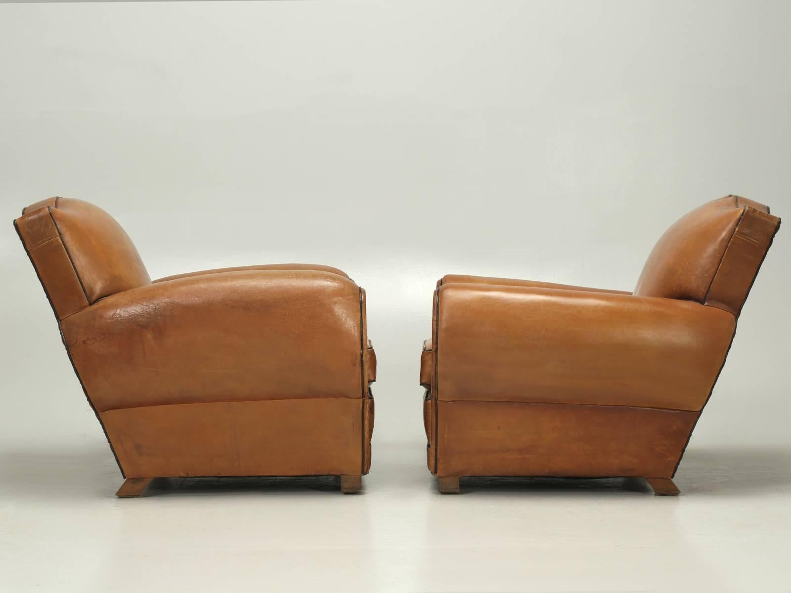 French Club Chairs in Their Original Leather, Fully Restored 4