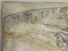 Gamy, French Automobile Lithograph, Hand-Colored of a Majola Auto, circa 1913