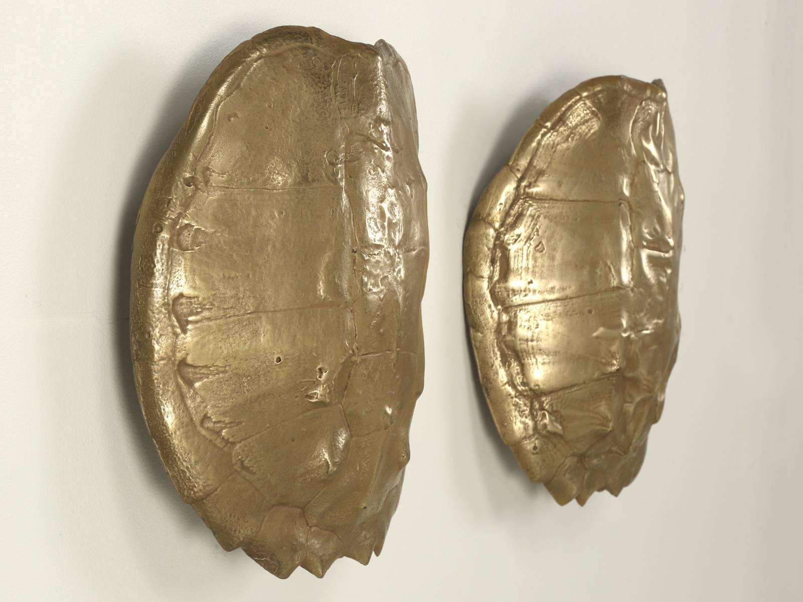 Mid-Century Modern Pair of Bronzed Faux Turtle Shell Sconces from the 1970s