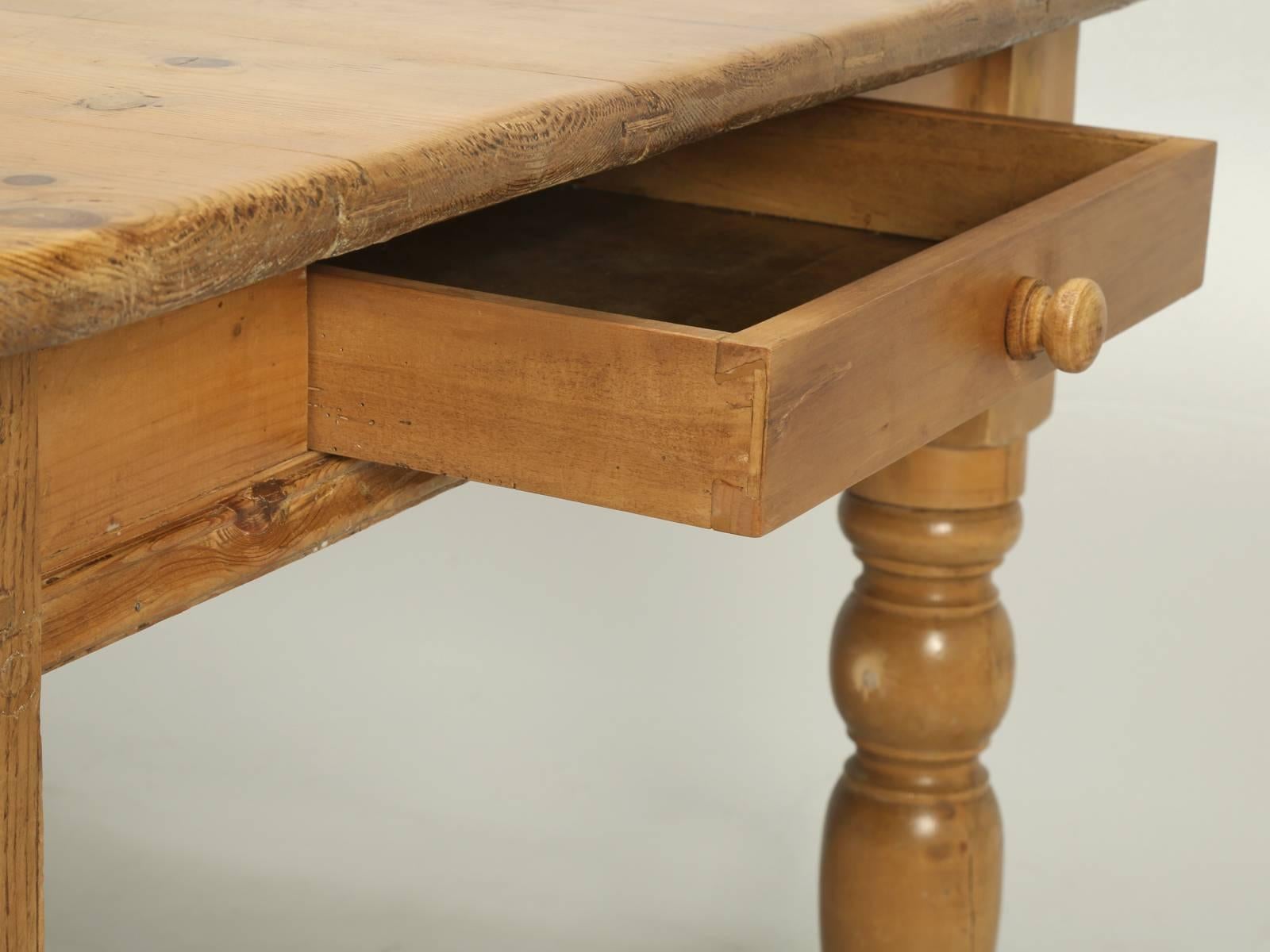 English Pine Farm Table with Drawer 1