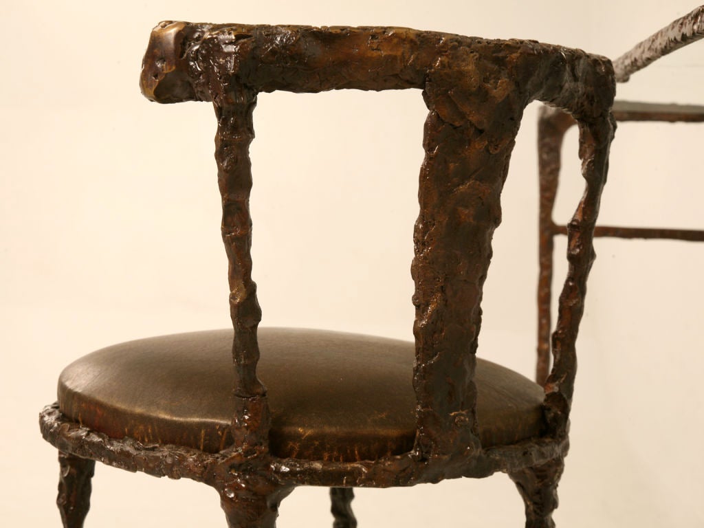 Mirror Giacometti Inspired Solid Bronze Dressing Table Made to Order in America For Sale