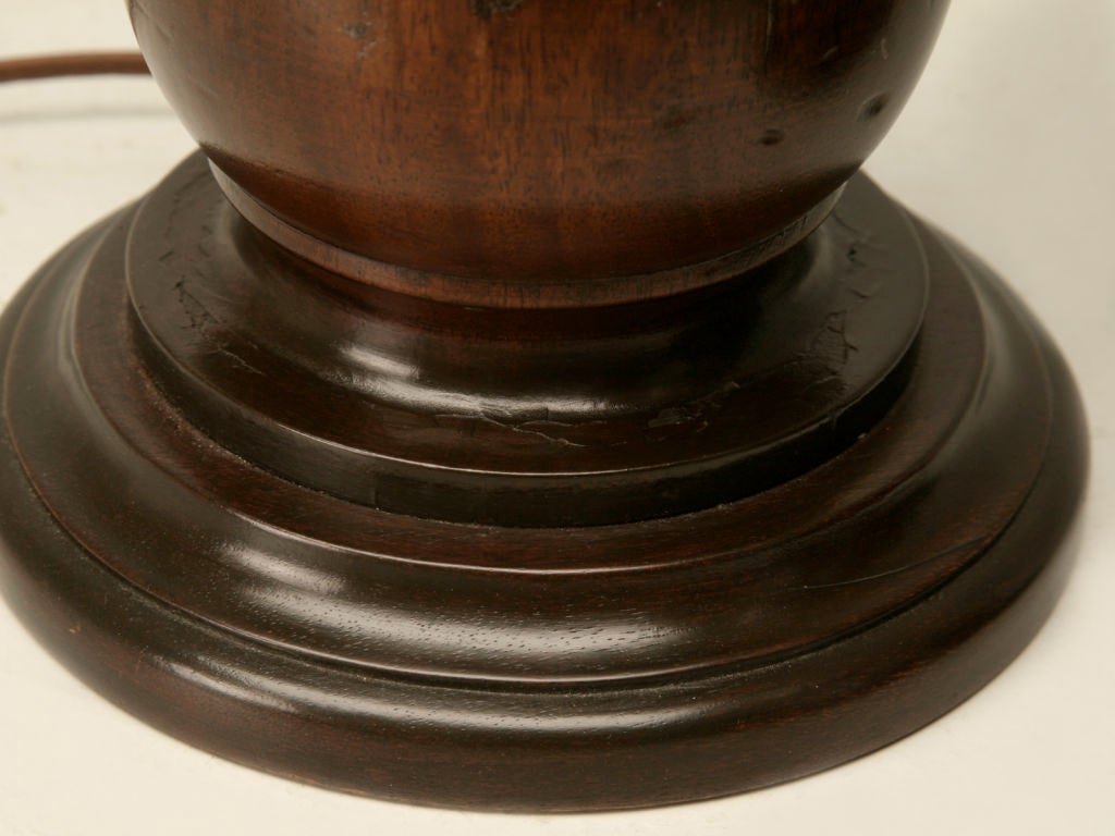 Pair of English Mahogany Table Lamps Restored For Sale 5