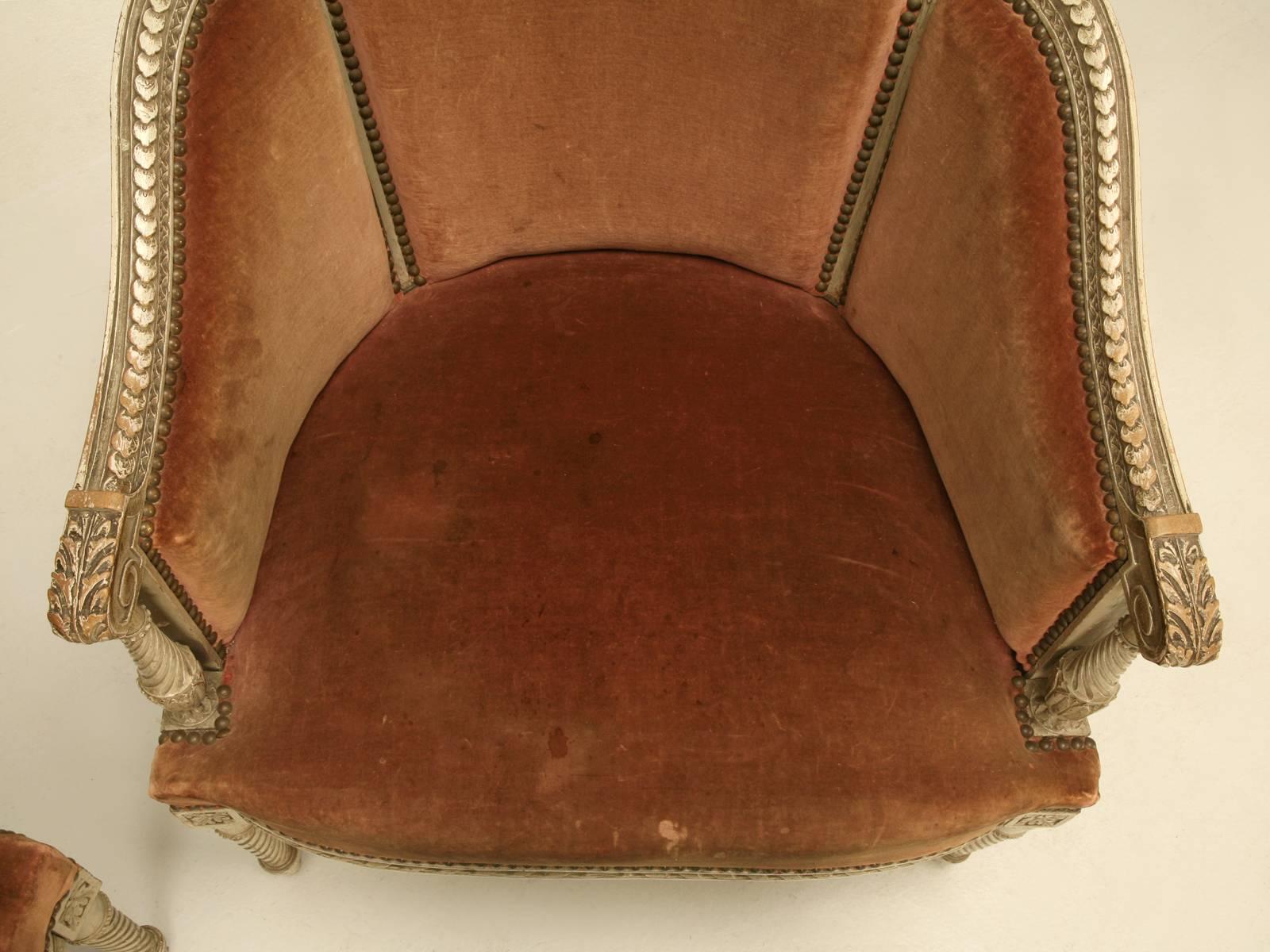 Early 20th Century Louis XVI Style Duchesse Brisee in Original Lacquer and Mohair