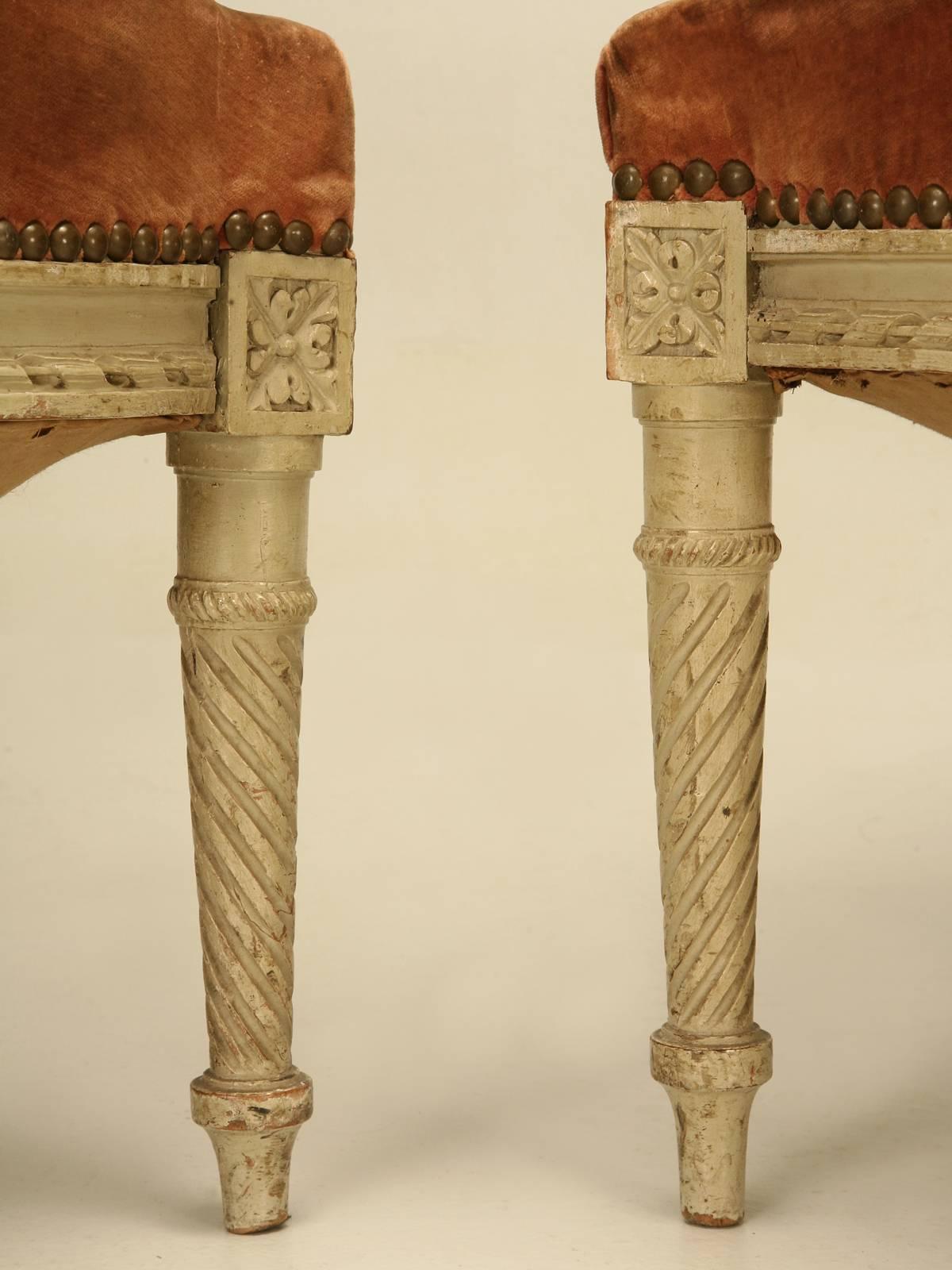 Louis XVI Style Duchesse Brisee in Original Lacquer and Mohair 1