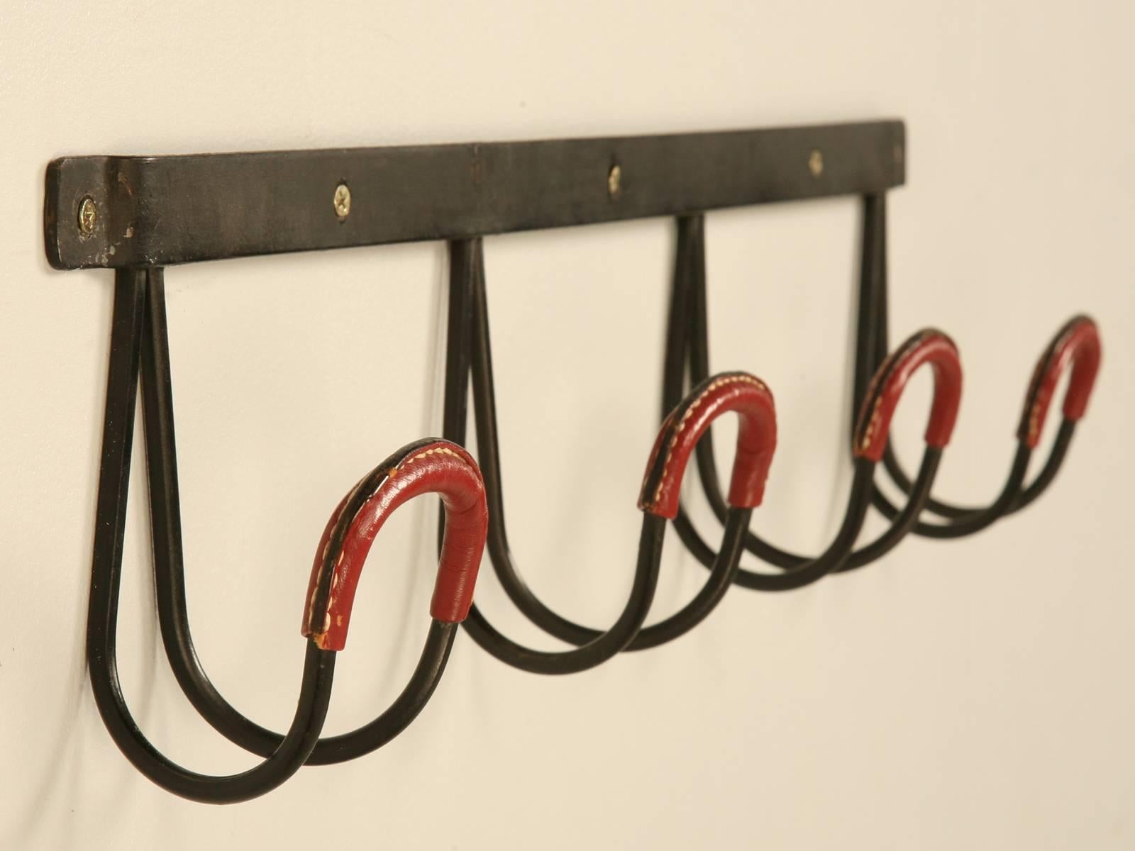 Mid-Century Modern Jacques Adnet Leather Coat Rack