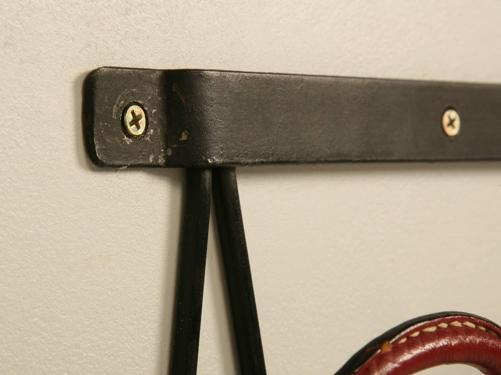 French Jacques Adnet Leather Coat Rack