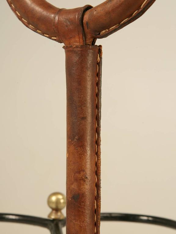 Hand-Crafted Jacques Adnet Leather Wrapped Umbrella Stand  For Sale