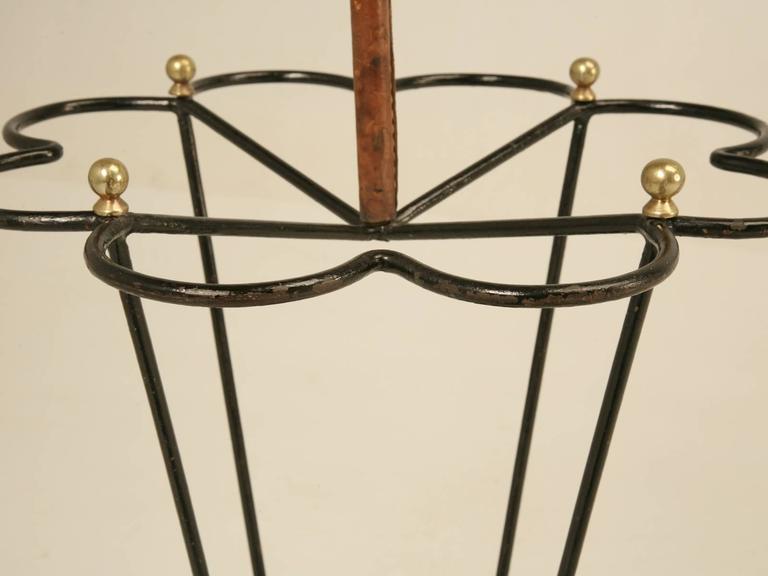 Jacques Adnet Leather Wrapped Umbrella Stand  In Good Condition For Sale In Chicago, IL