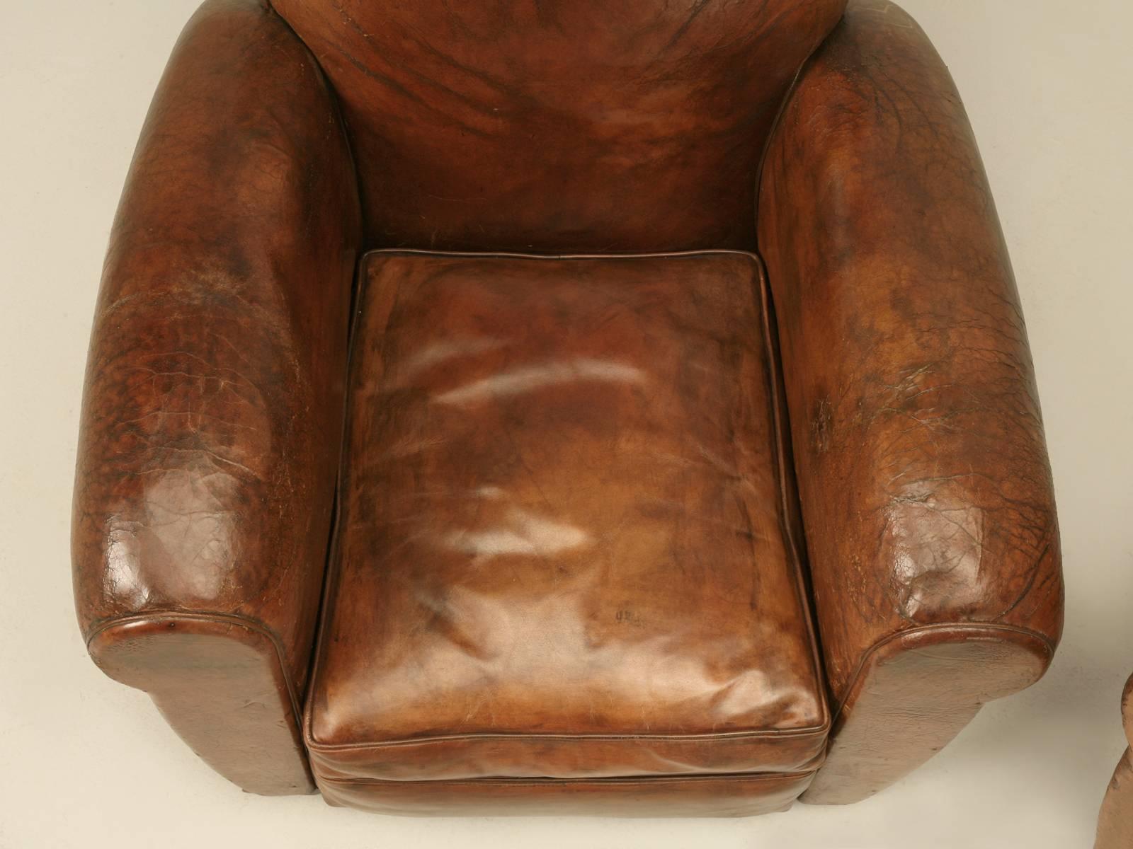 Mid-20th Century French Leather Club Chairs, circa 1930s