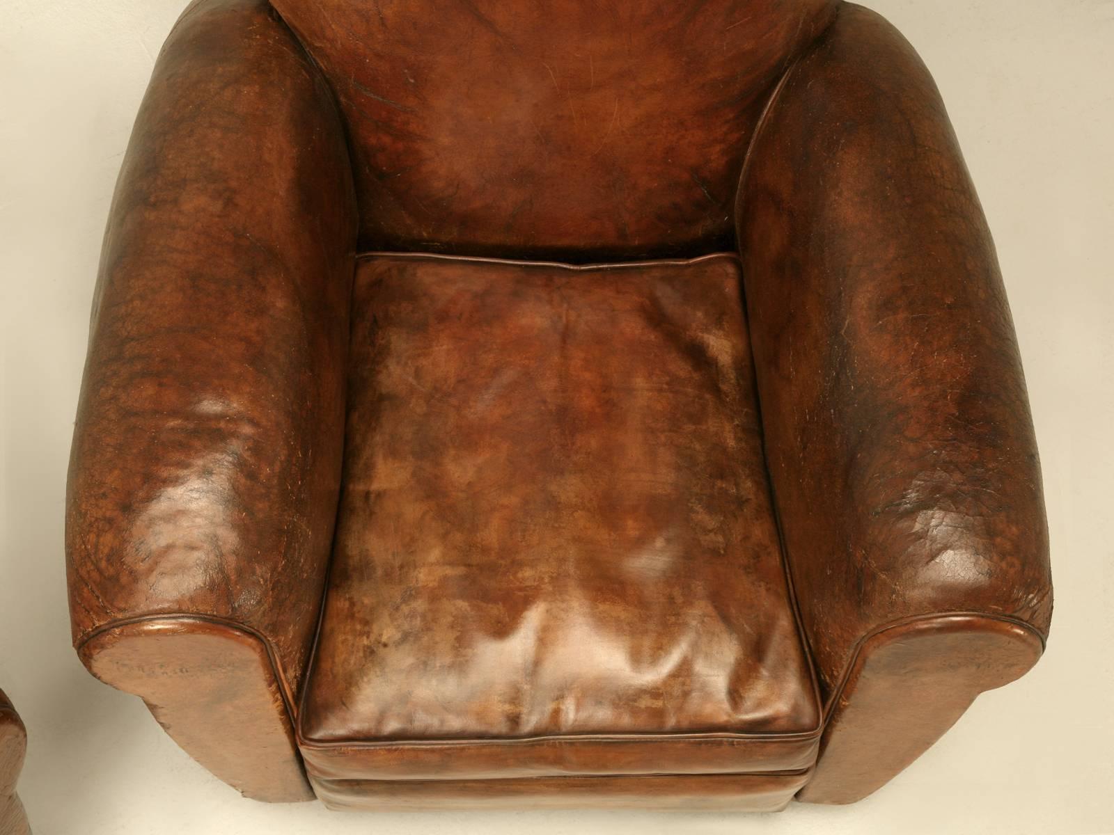 French Leather Club Chairs, circa 1930s 1