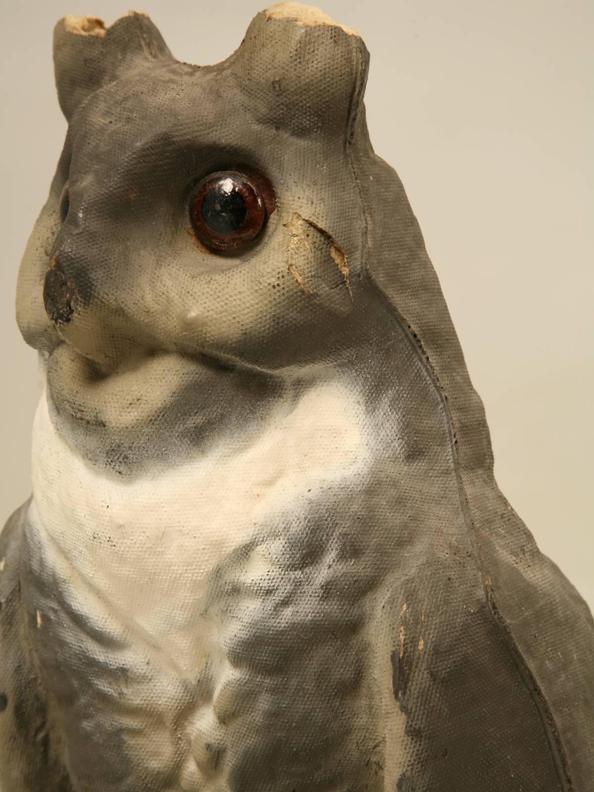 Early 20th Century Papier-mâché American Owl with Glass Eyes