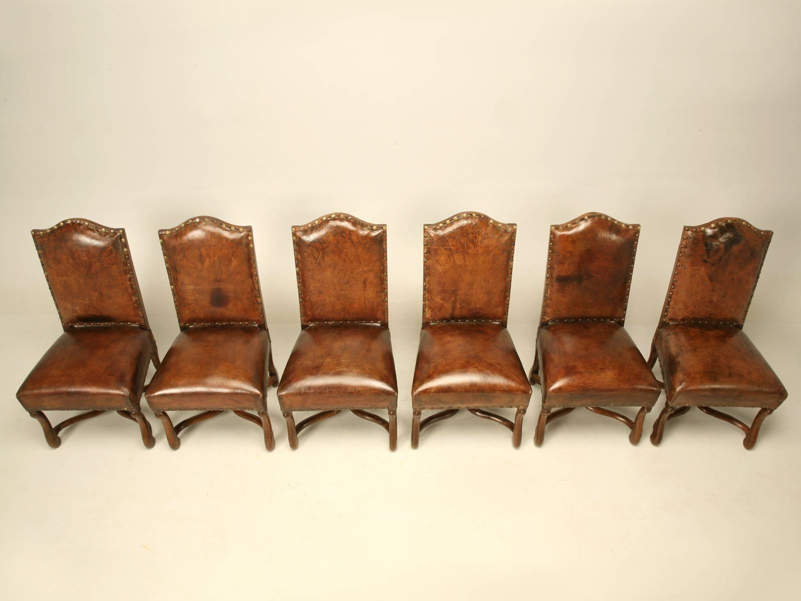 Mid-18th Century French Leather Dining Chairs, circa 1750