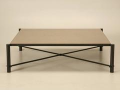 Mid-Century Modern Steel & Stone Coffee Table Custom Built to Order in Chicago