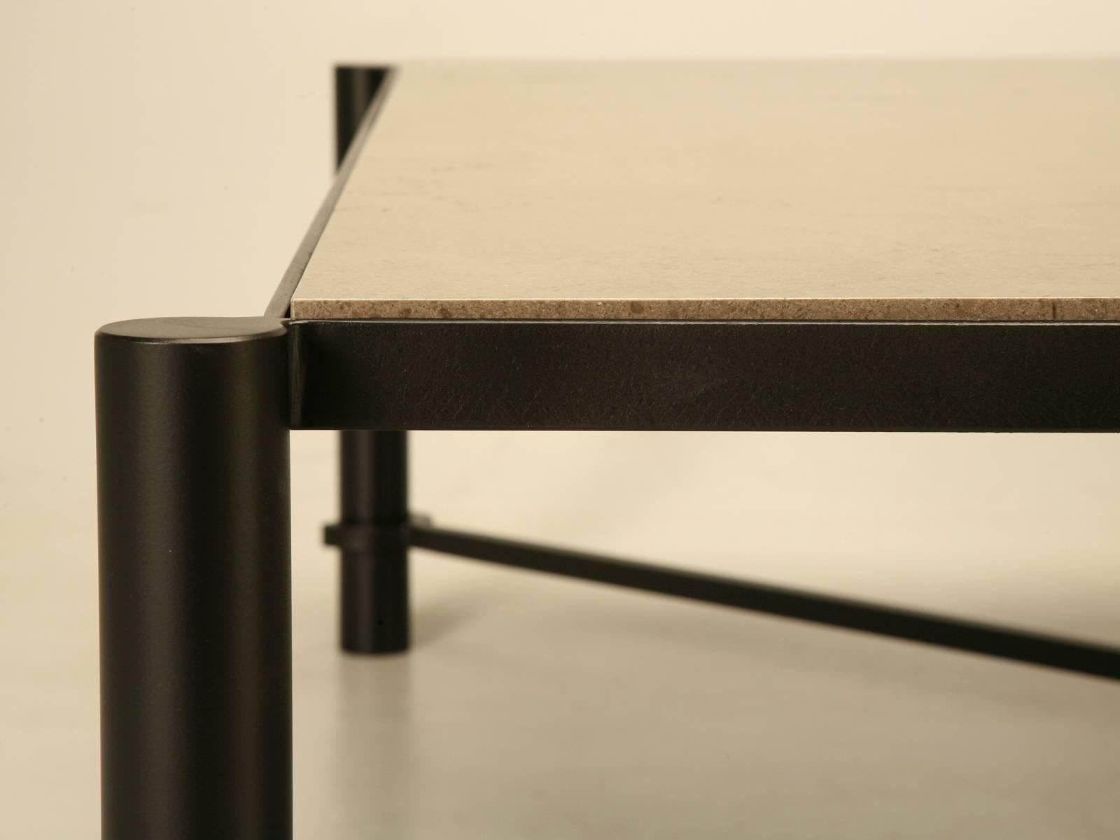 Mid-Century Modern Steel & Stone Coffee Table Custom Built to Order in Chicago  For Sale 1