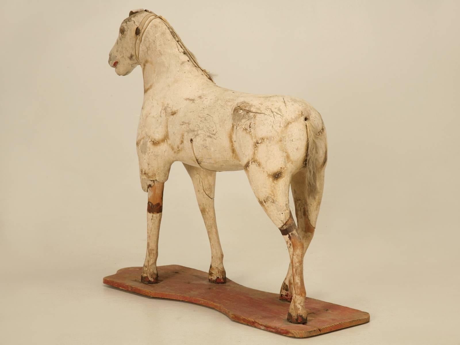 Hand-Crafted Antique Child's Papier Mâché Over Wood Horse Circa 1900's Original Condition