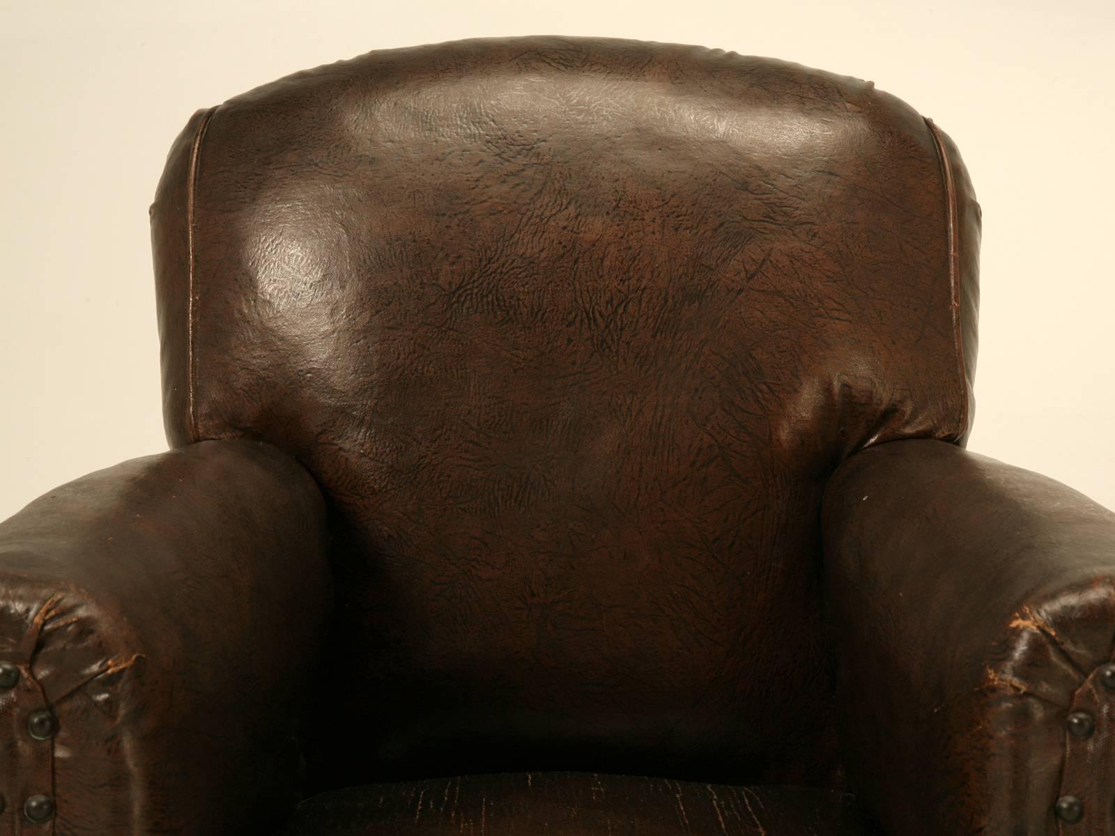 Beautiful original unrestored French leather club chairs are difficult enough to find, but one for a child and in mint condition is almost an impossible find. Some might argue that this is a salesman’s sample, but I prefer to think it was made for a