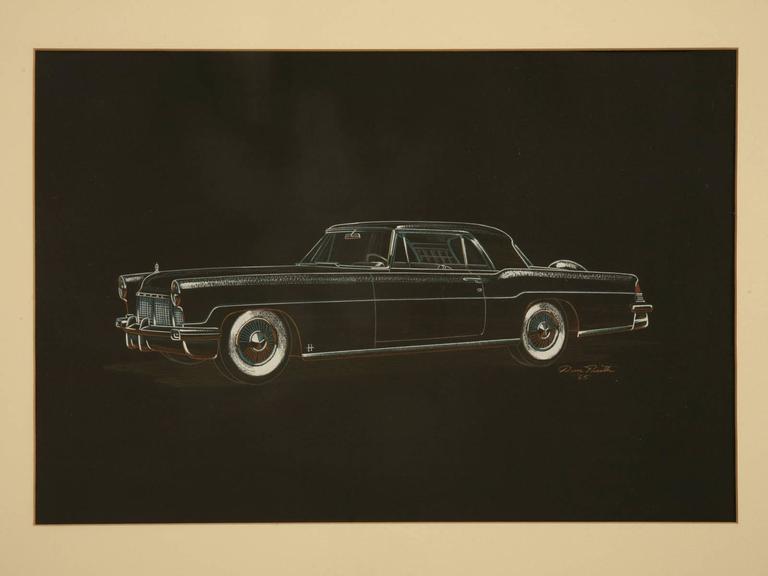 Painting in Gouache of a 1956-1957 Lincoln Automobile by Dom Pacitti For  Sale at 1stDibs
