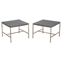 Mid-Century Modern Brass and Stone Coffee Tables Attributed Paul McCobb