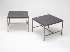 Mid-Century Modern Brass and Stone Coffee Tables Attributed Paul McCobb