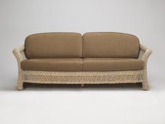 Ficks Reed Five Piece Wicker Suite Sofa, Settee, Chair with Ottoman, Side Table
