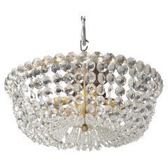 Lustre vintage en cristal autrichien du milieu du siècle, signé J.L. Lobmeyr, des années 1950 aux années 1960