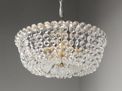 Lustre vintage en cristal autrichien du milieu du siècle, signé J.L. Lobmeyr, des années 1950 aux années 1960