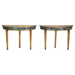 Pair of Italian Neoclassical Painted Console Tables Probably from the 1930's