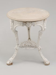 Victorian Garden Table, Cast Iron Base, Stone Top, Ireland, 1890s