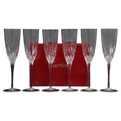 Cartier Set of (6) Champagne Flutes Art Deco Style of La Maison du Shogun 1980's