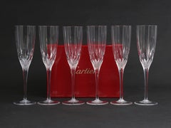 Cartier Set of (6) Champagne Flutes Art Deco Style of La Maison du Shogun 1980's