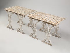 Pair Cast Iron Greenhouse Tables or Bistro Tables c1900 with a Great Patina
