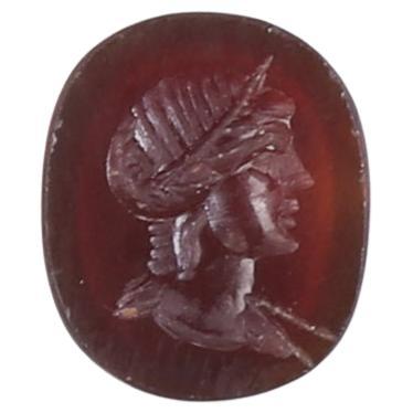 Ancient Roman Intaglio from 1st-2nd Century AD Carved Carnelian Stone  For Sale