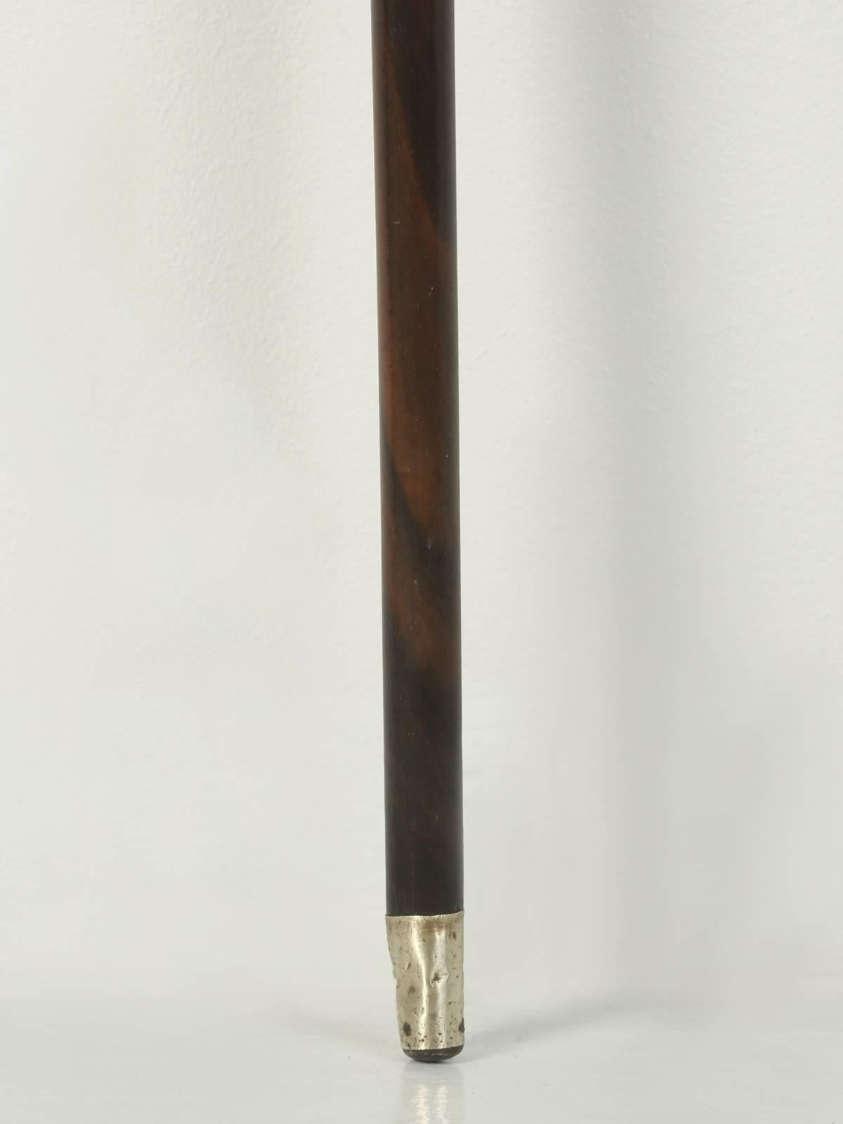 Early 20th Century Antique French Rosewood and Silver Walking Stick or Cane