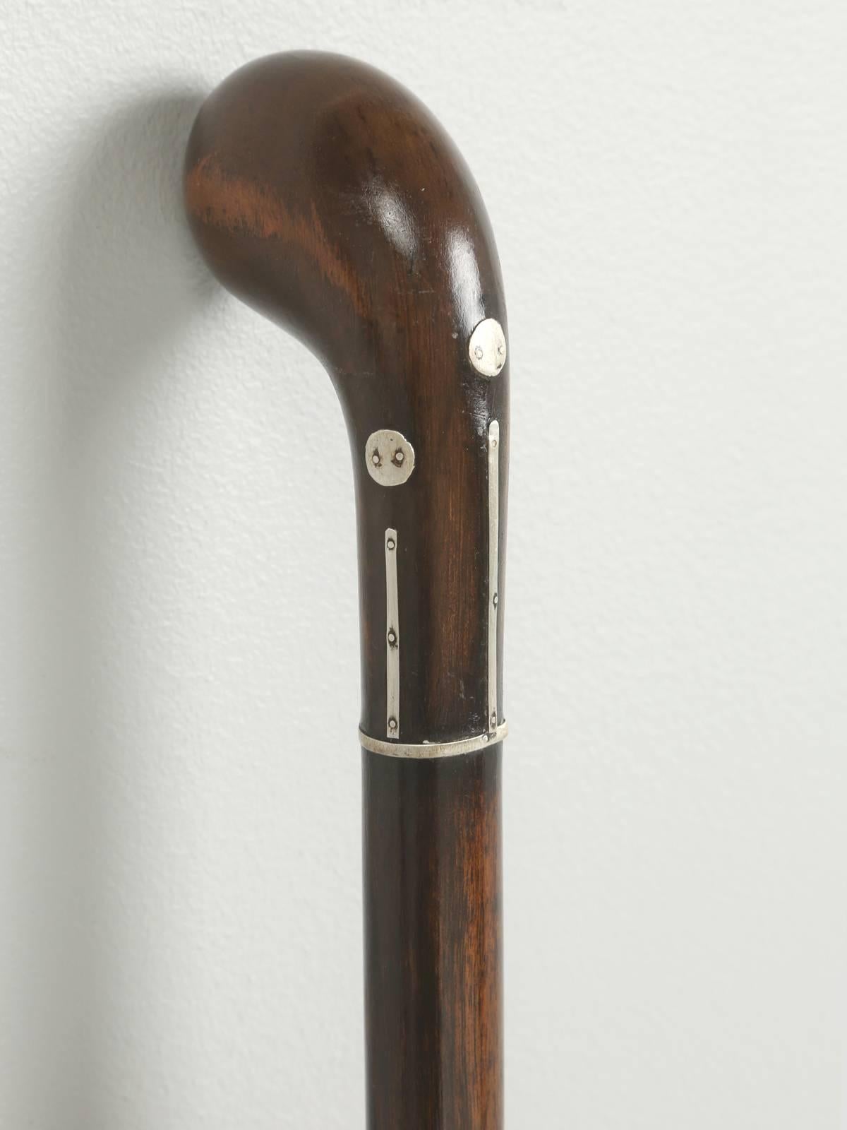 Early 20th Century Antique French Walking Stick, or Cane with Silver Inlays