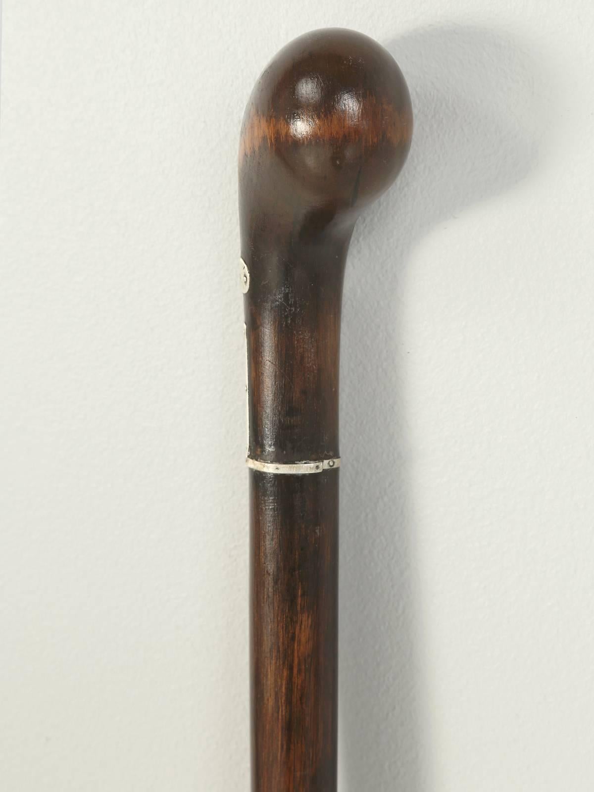 Antique French Walking Stick, or Cane with Silver Inlays 2