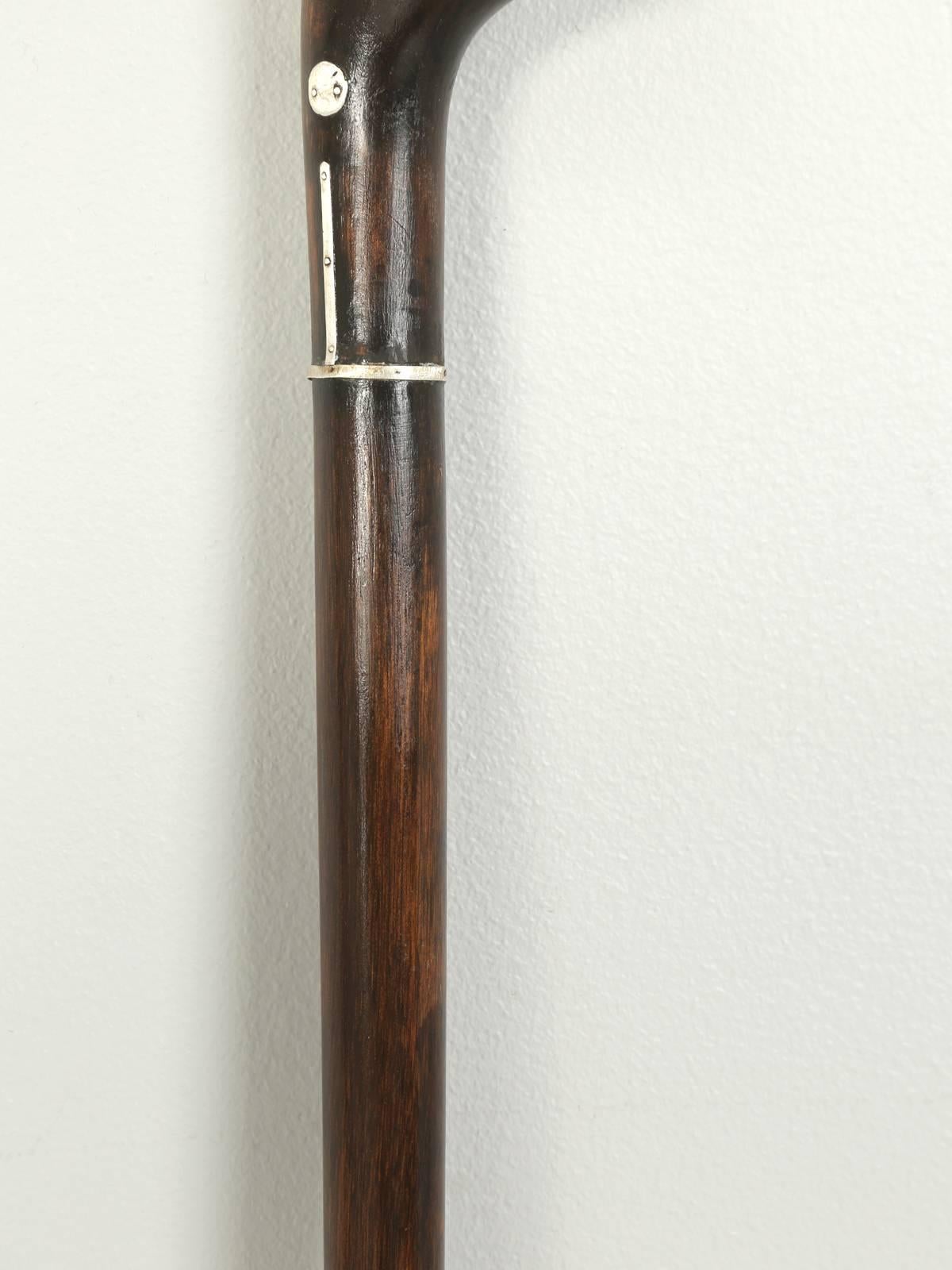 Antique French Walking Stick, or Cane with Silver Inlays 3