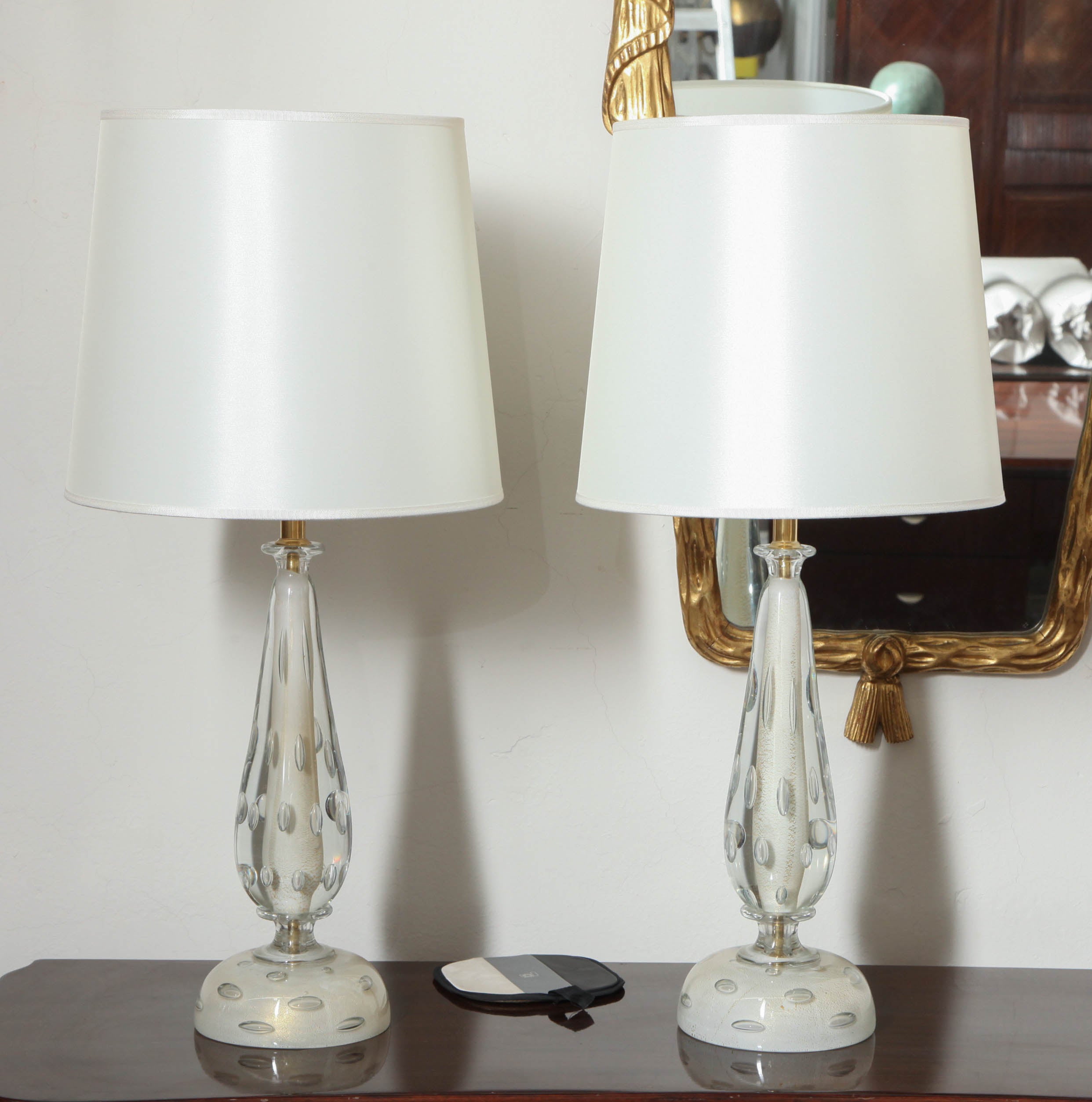 Pair of Seguso Vetri d'Arte Table Lamps made in Italy For Sale