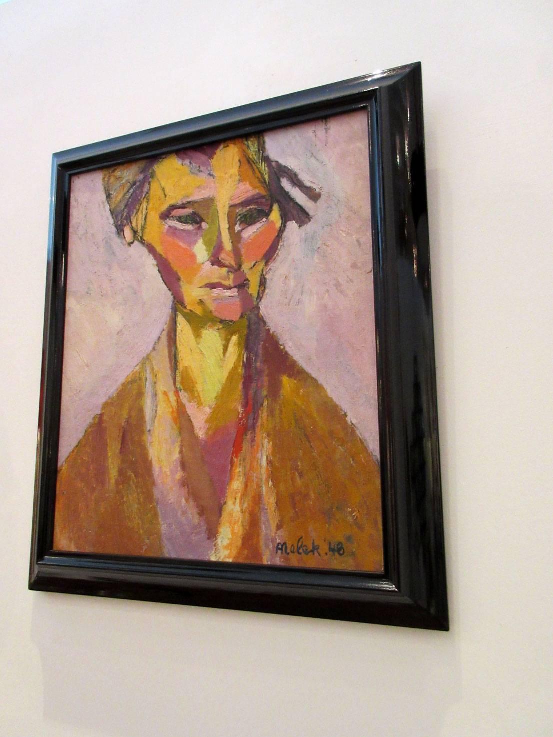 Newly framed oil on canvas portrait of a woman. The French artist Annelies Nelck was an assistant and model for Henri Mattise. She was born: 1925, died: 2014. The painting is signed and dated "48".